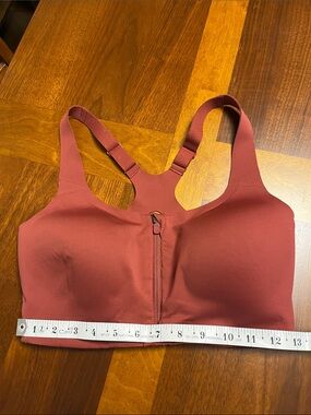 Seamless Front-Zip Sports Bra - Deep Rose from lululemon, size small, 27 inches